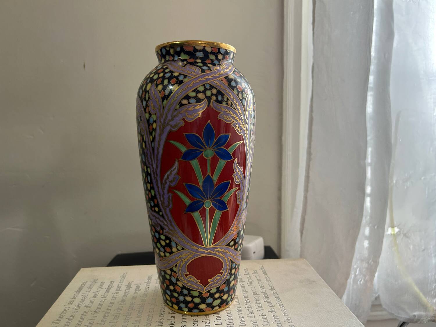 Antique Limoges porcelain vase – polychrome decoration and gilding – early