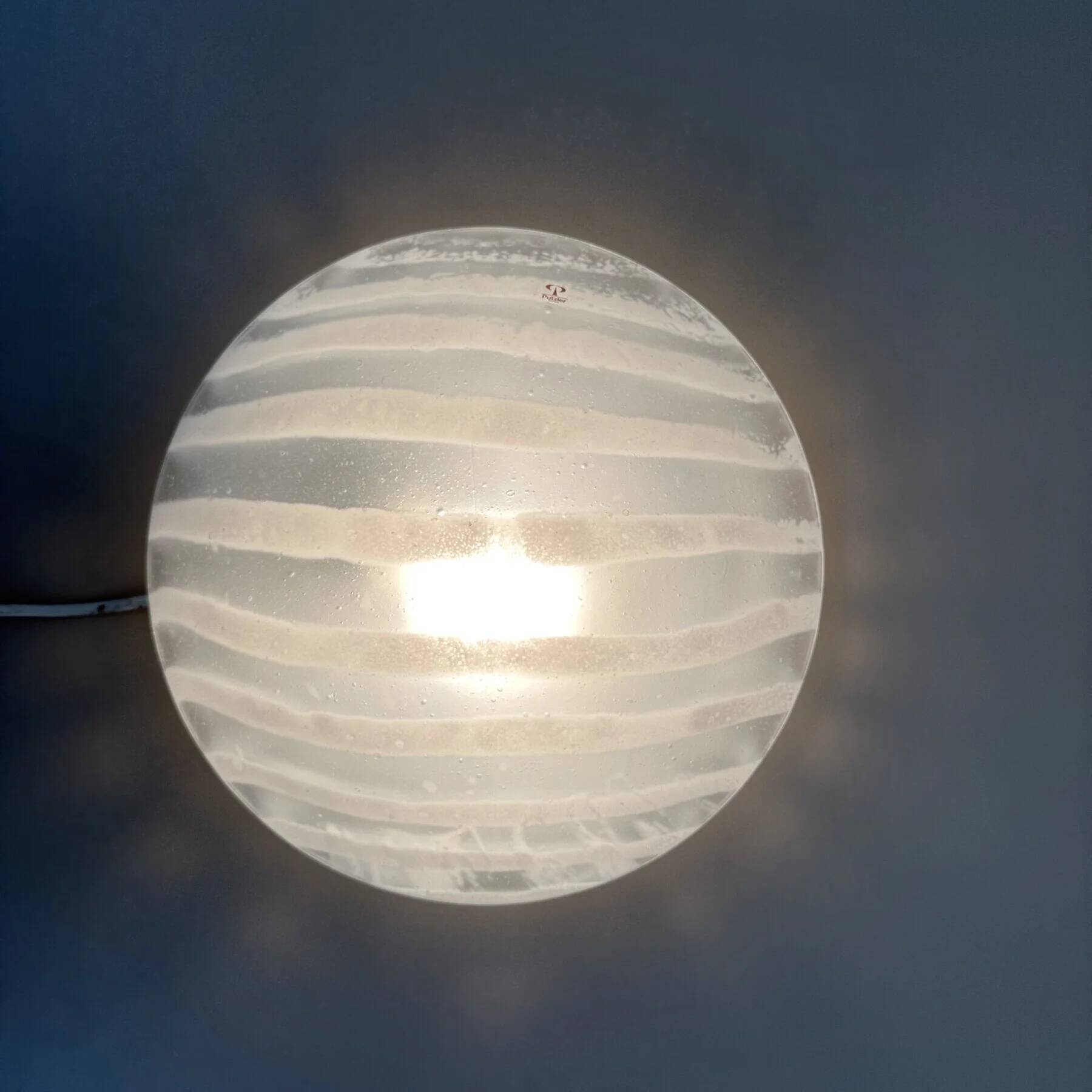 Peil & Putzler glass flush mount / wall lamp 'zebra', 1970s Germany