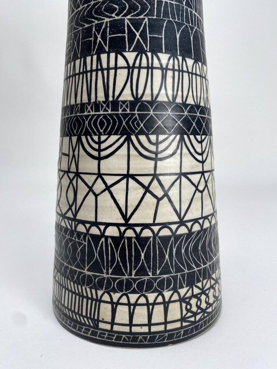 Large Decorated Ceramic Bottle by Atelier Mascarella, 1950s