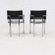 Lot de 2 chaises italiennes modernes en cuir et acier chromé des années 1980