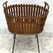 Vintage bamboo and wicker planter basket