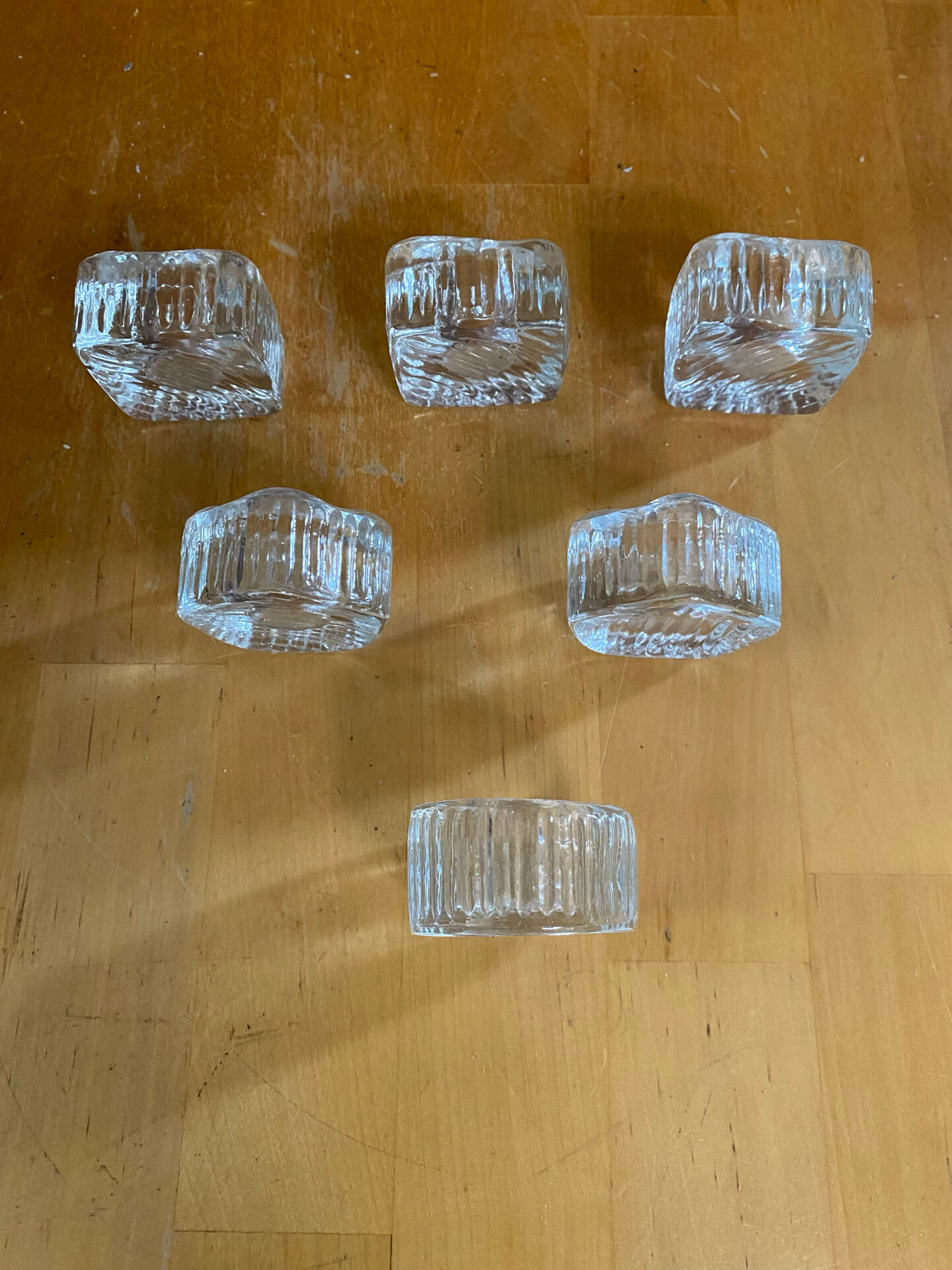 Series 6 antique candle holders mina moulded glass + vintage box #e483