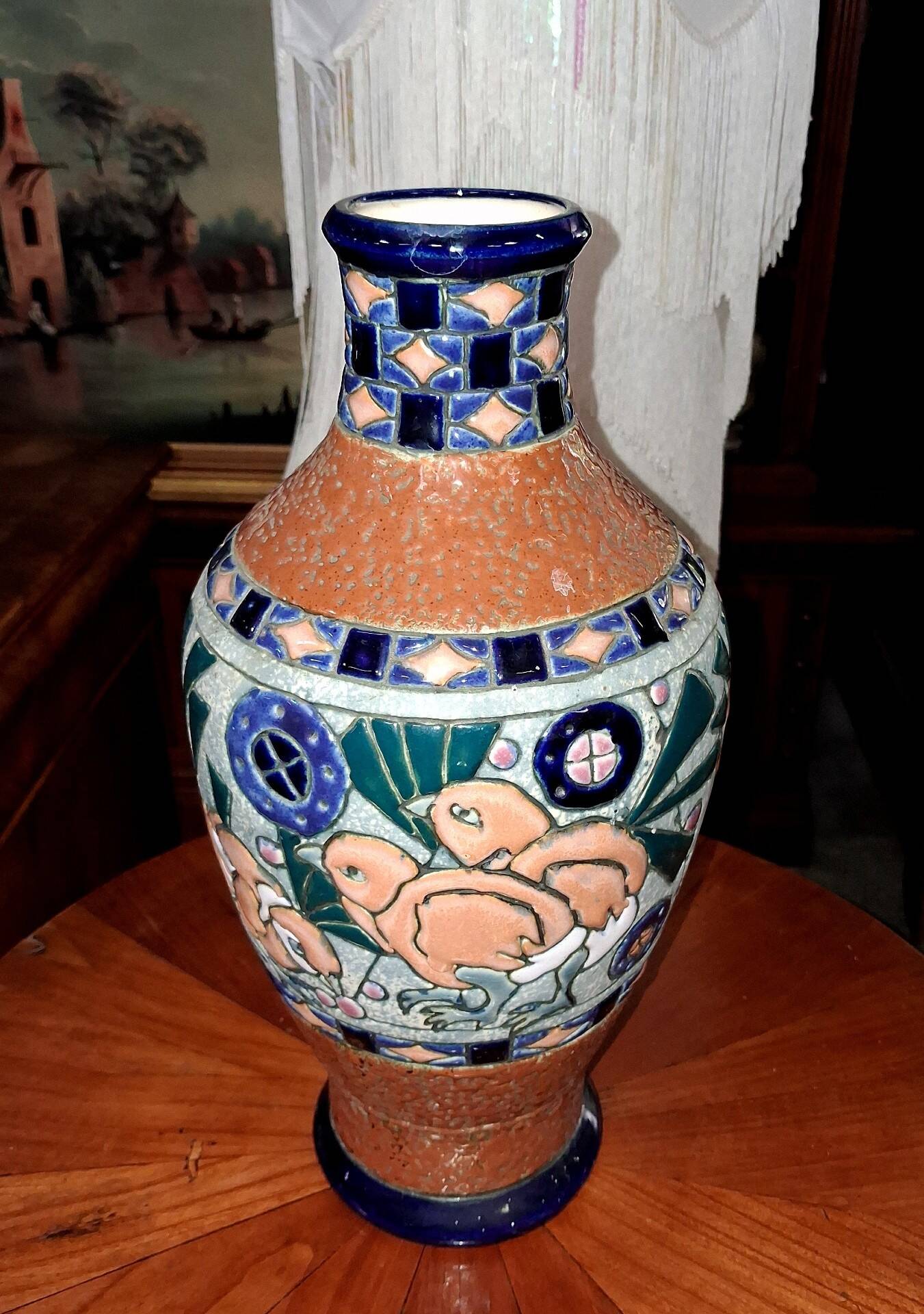 Glazed earthenware vase from the Art Deco period
