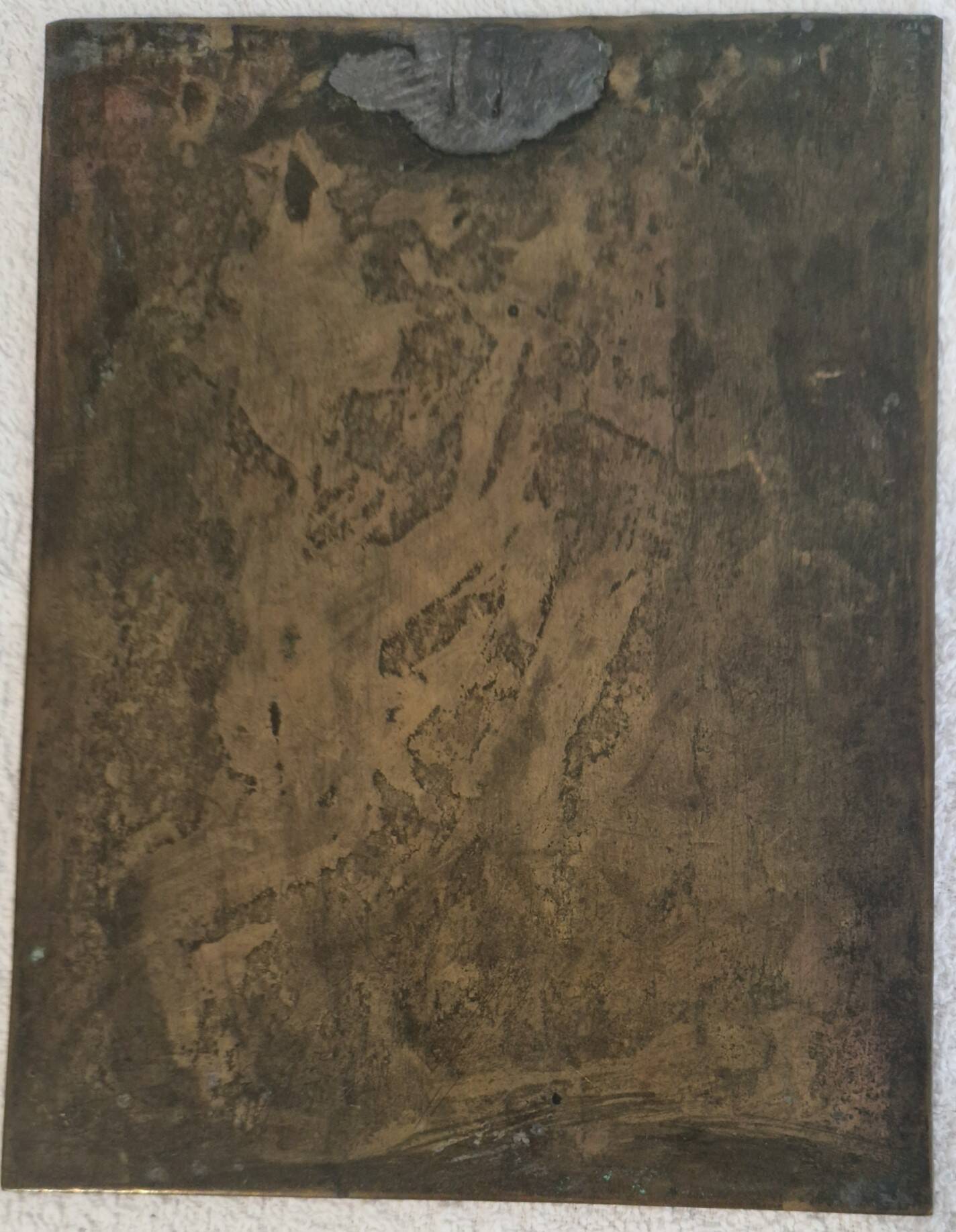 Antique engraved copper plaque "Ave Maria" – Religious art from the late 19th century.