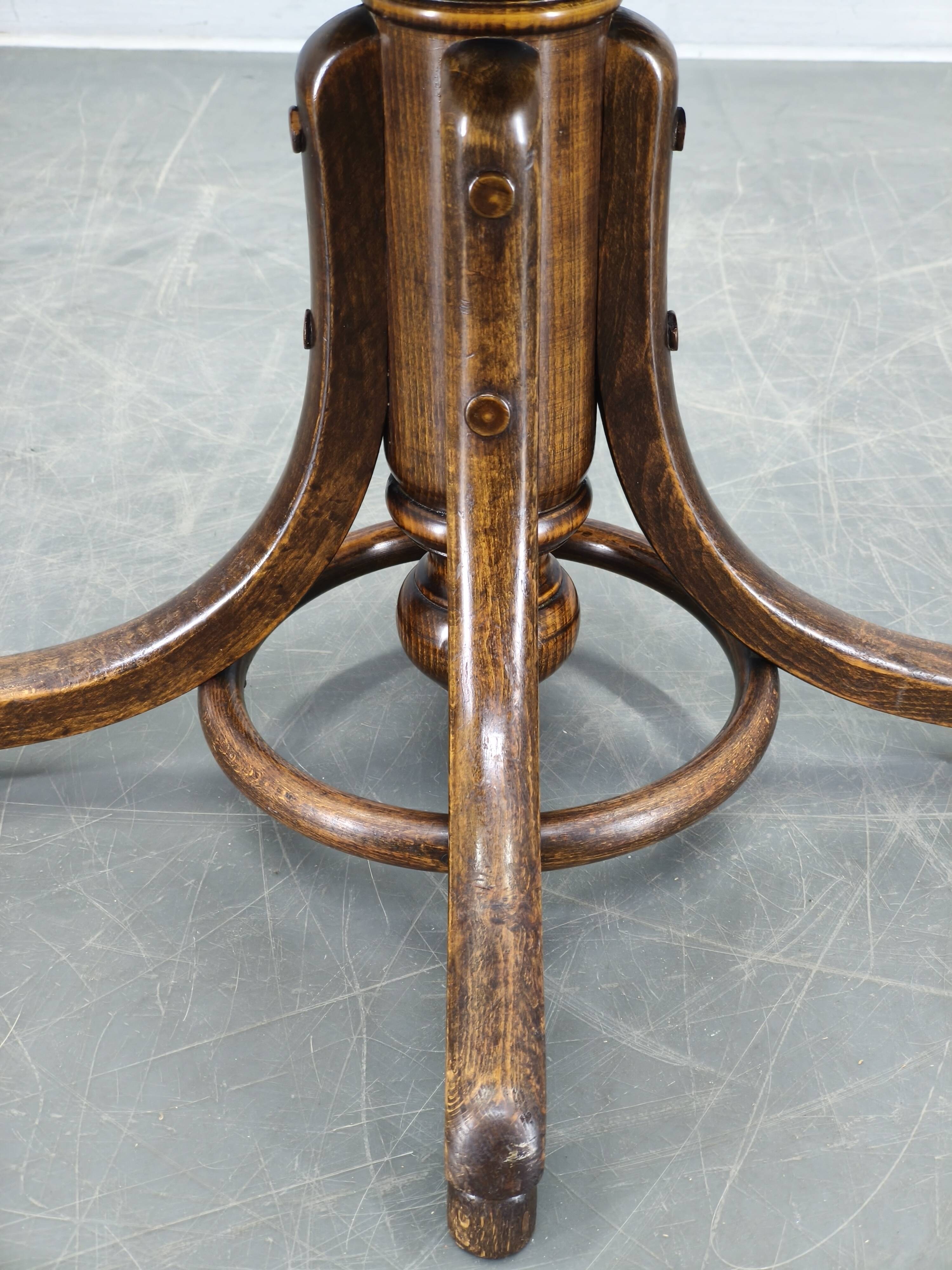 Art Deco Adjustable Piano Stool by Fischel, Czechoslovakia 1930s