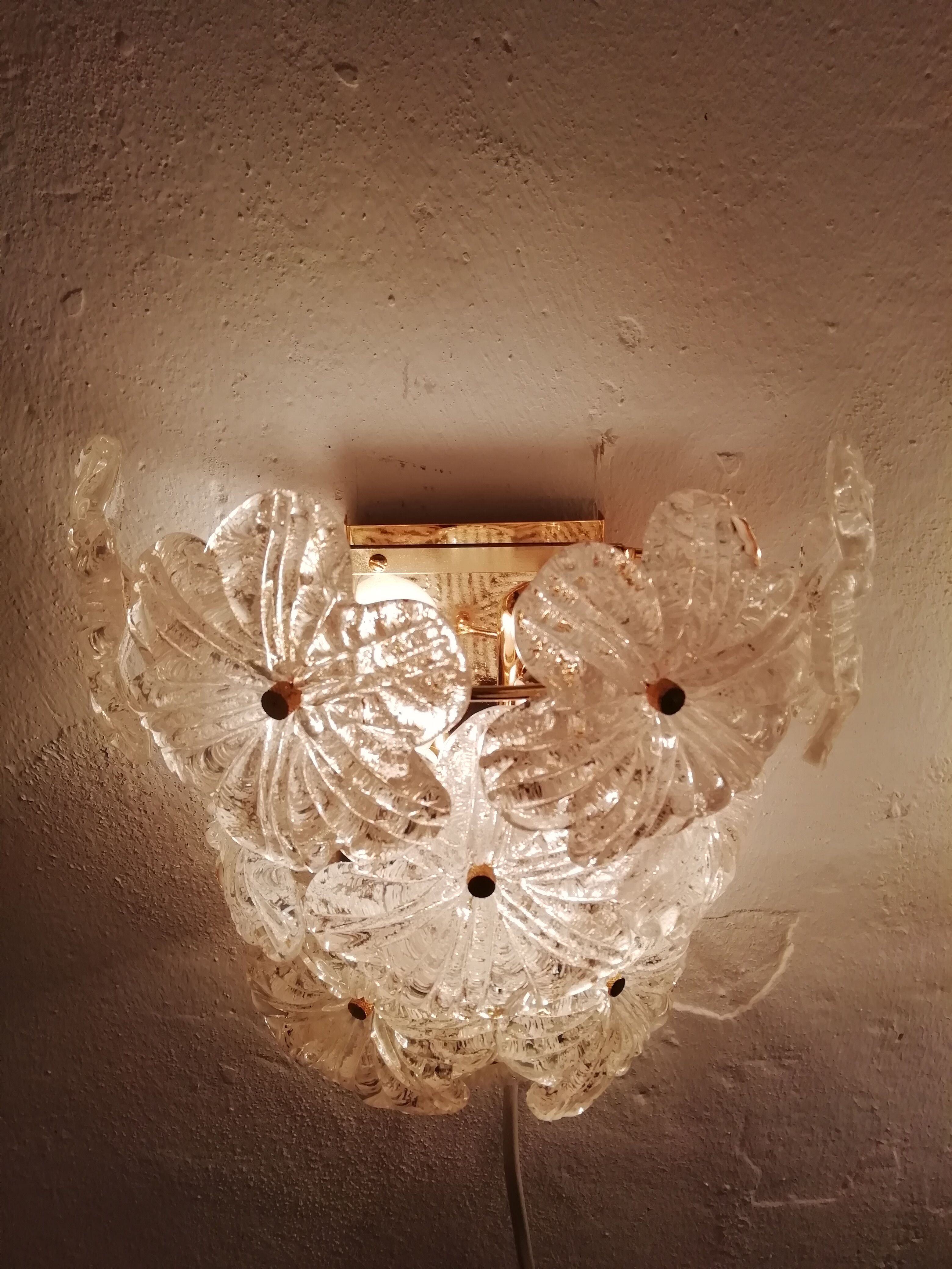 Pair of Murano glass flower wall light