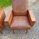 Paire de fauteuils vintage en skaï marron