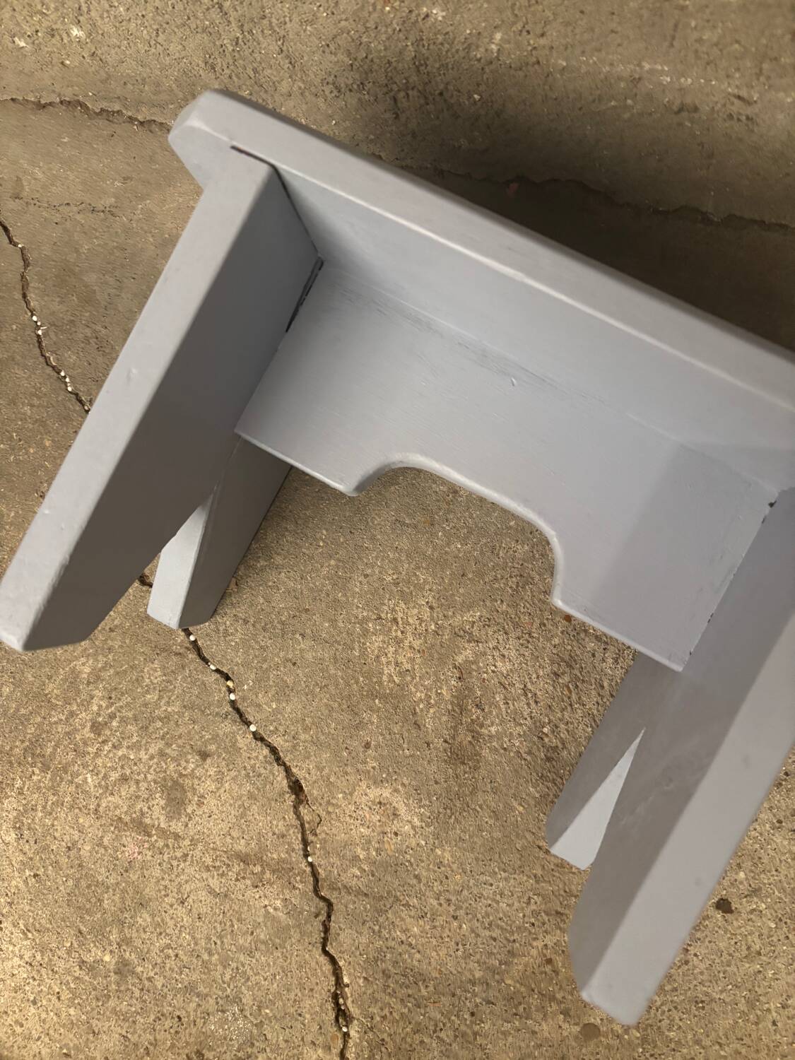 Small wooden stool, pearl gray