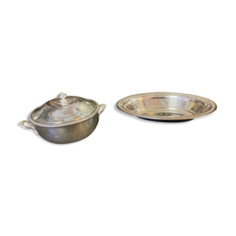 Silver metal vegetable and dish