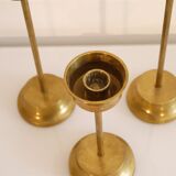 Set of 3 Scandinavian brass candle holders 1970