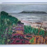 Peinture à l'huile de paysage impressionniste du milieu du XXe siècle signée et encadrée
