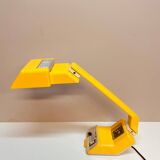 Yellow desk lamp with clock Polam Pułtusk, lata 80.