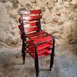 Set of 8 vintage French bistro chairs – industrial metal Tolix style