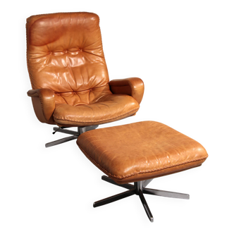 Vintage de Sede S 231 Leather armchair & ottoman, Switzerland 1960s