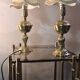 Pair of brass bedside lamp, with pretty velvet lampshade 31x14