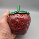 Condiment jar mustard jam in the shape of strawberry