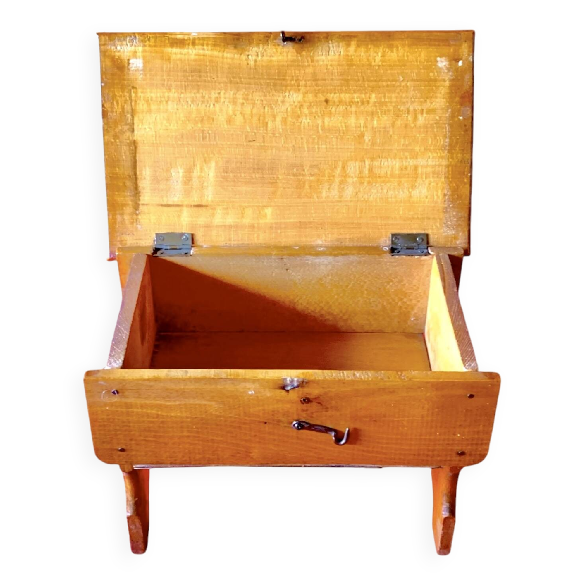 Old small stool - footrest with solid wood chest