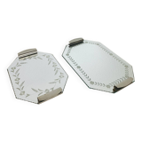 2 plateaux miroirs art déco biseautés