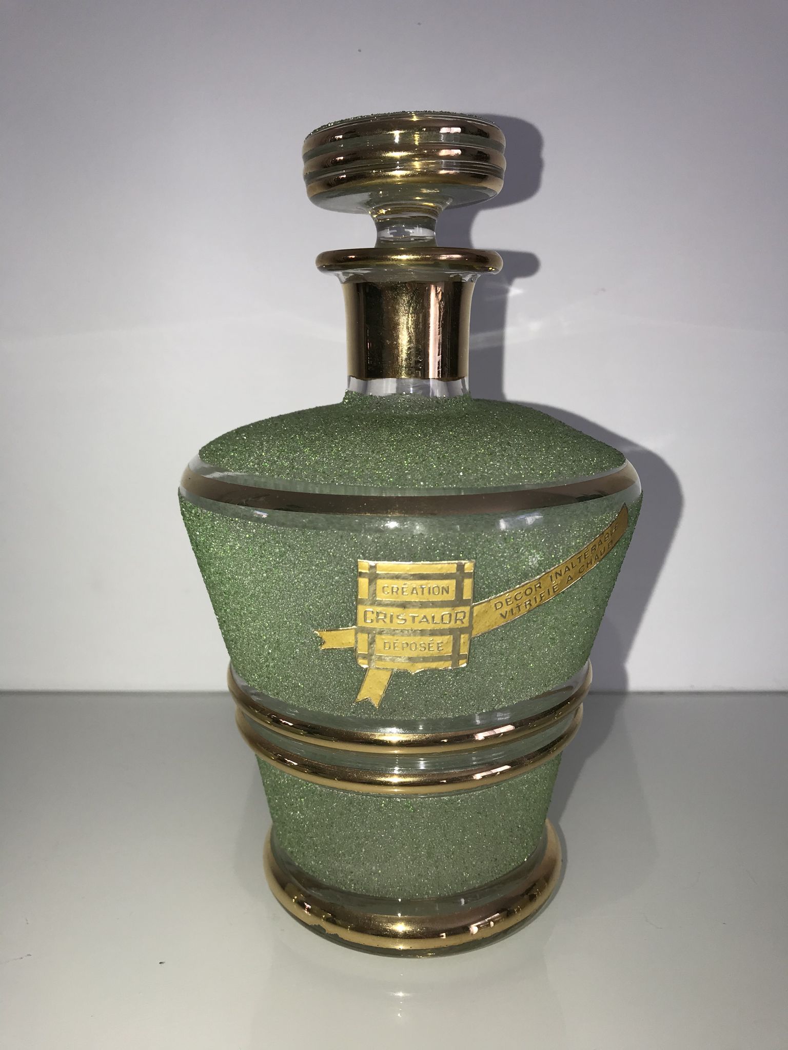 Cristalor liqueur set: decanter and 7 glasses