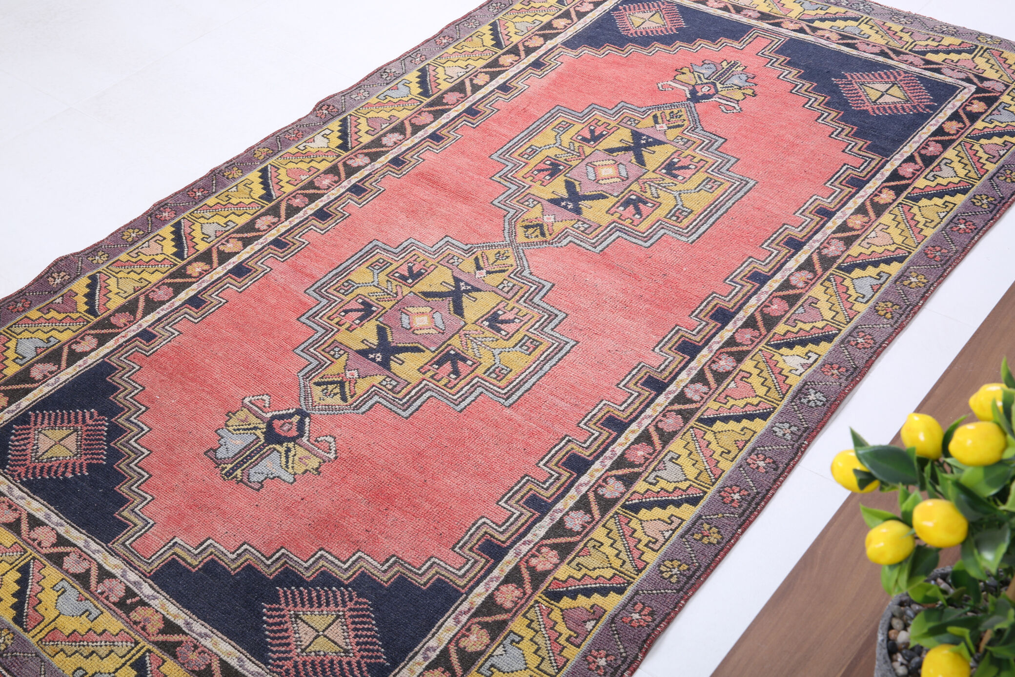 Tapis vintage rose antique 121x211