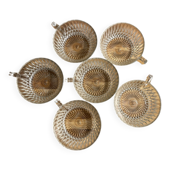 6 vintage cut-glass coffee cups in very good condition