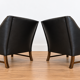 Fredrik Kayser mid-century leather & rosewood lounge chairs – brown leather