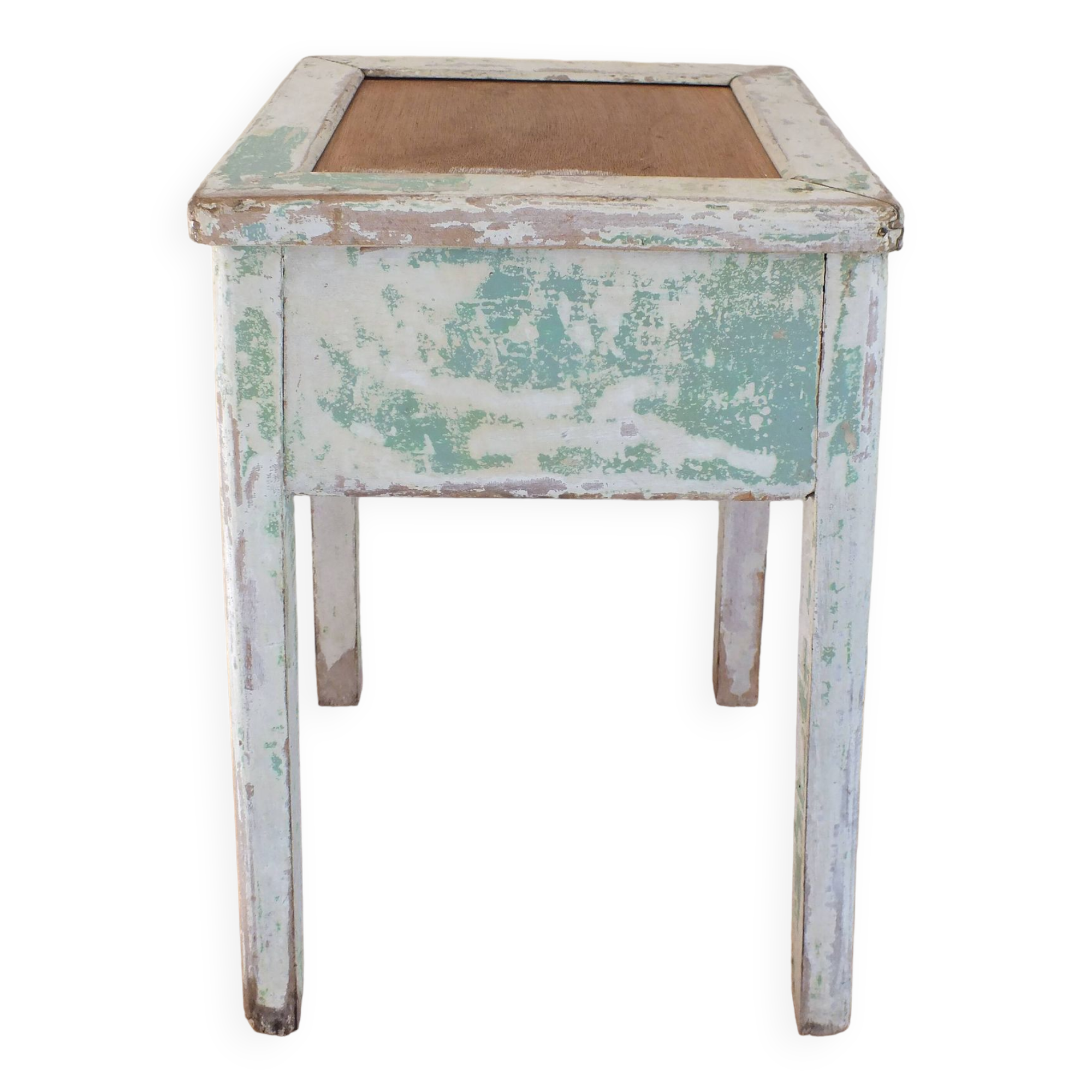 1950s chest stool in green and white painted wood