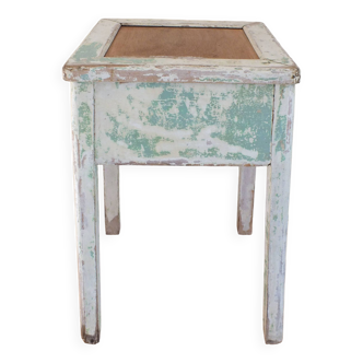 1950s chest stool in green and white painted wood