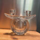 Candlestick two torches in cristal of Vannes Le Chatel art deco