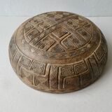 Large carved wooden basket from the Marquesas Islands, folk art