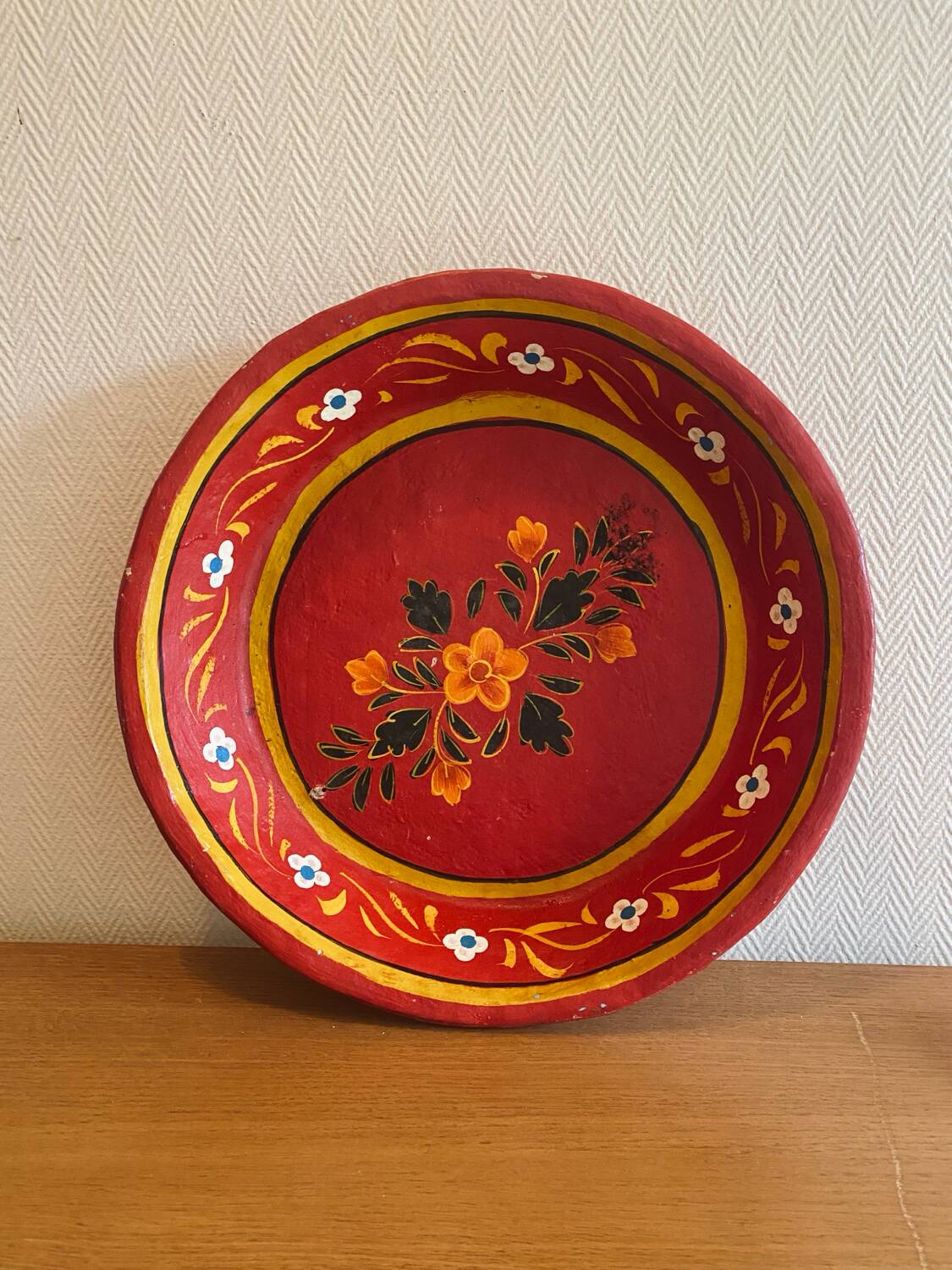 Large papier-mâché dish from India