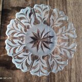 Set of 4 opaque glass bread plates snowflake