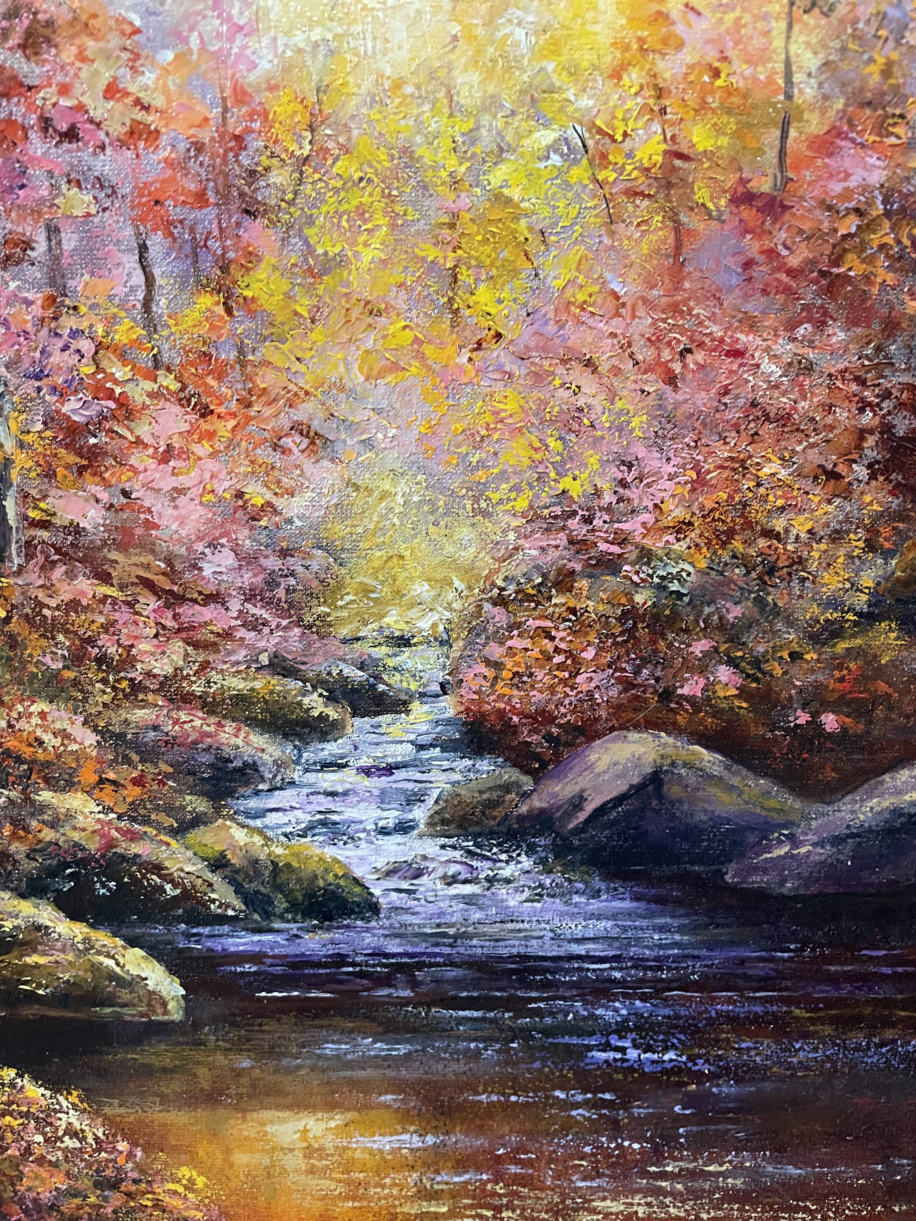 Peinture paysage huile sur toile signée