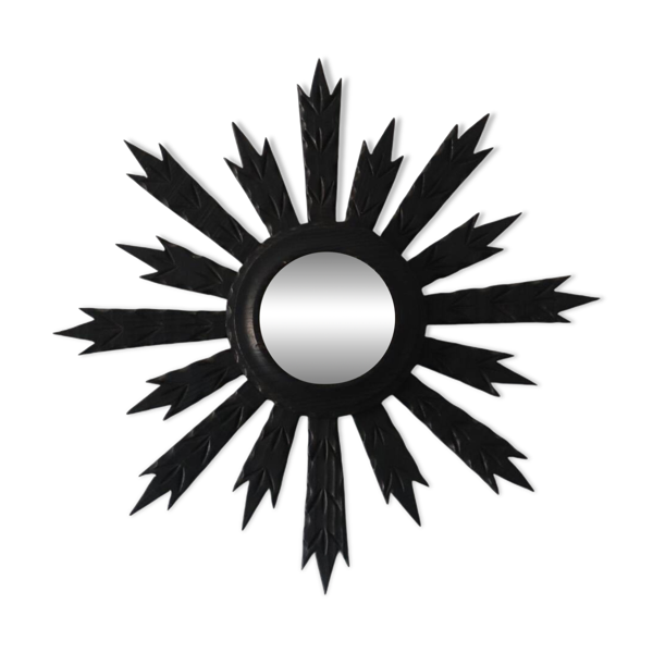 Miroir soleil ancien en bois noire — Beyit