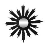 Antique black wooden sun mirror