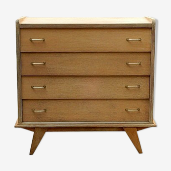 Commode vintage bois massif clair années 1950