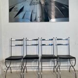 Set of 4 steel chairs with removable black seats