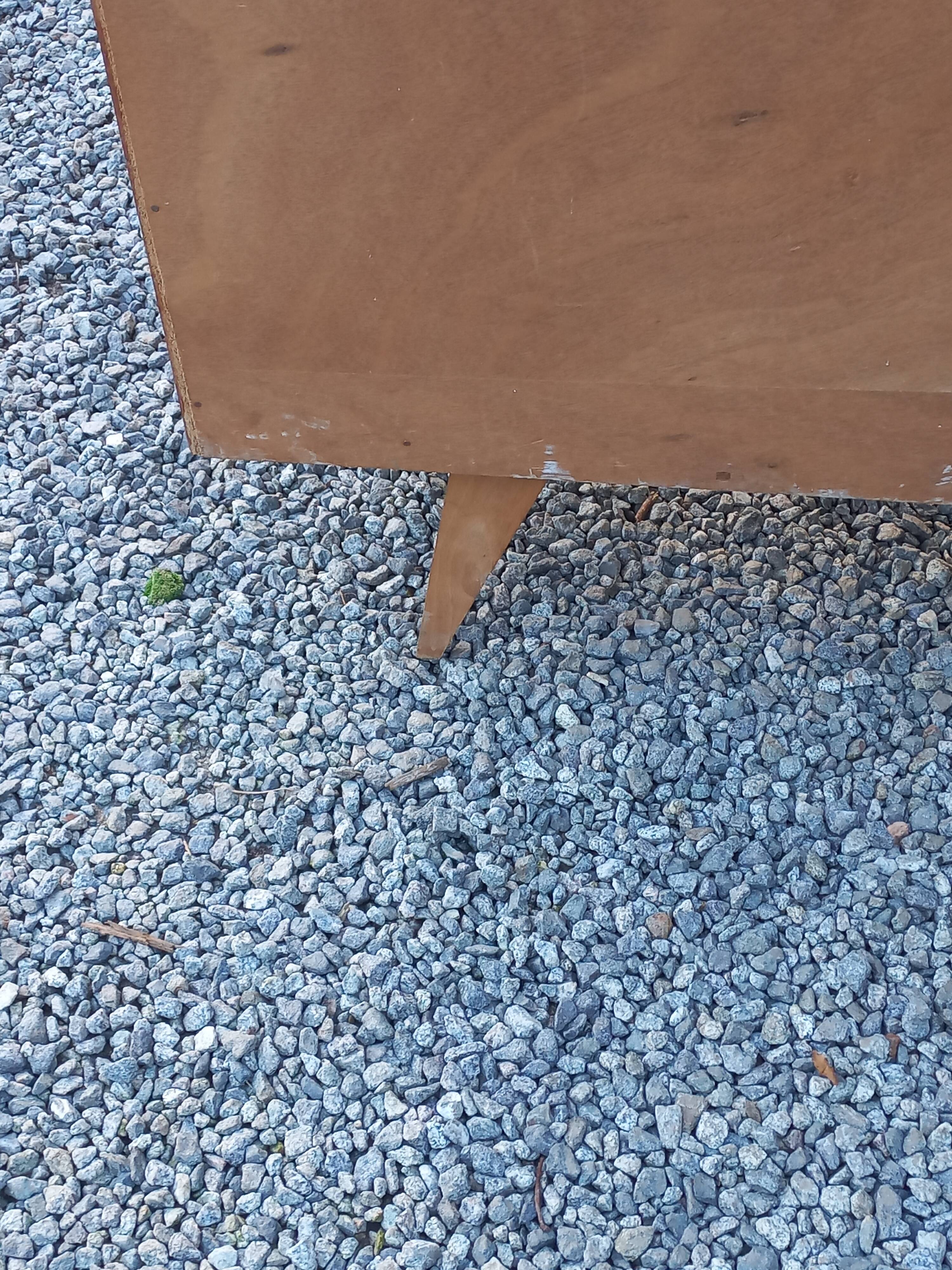 Vintage mahogany commode with metal tapered legs, 4 drawers, 1950s.