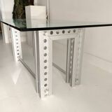 Aluminum and glass dining table