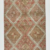 3x10 Turkish Pale Red & Beige Vintage Runner Rug, 90x303Cm