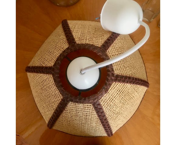 Vintage wicker hanging lamp shaped flower