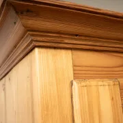 Antique German Pine Wardrobe with Hanging Rail and Shelf, Late 19th Century