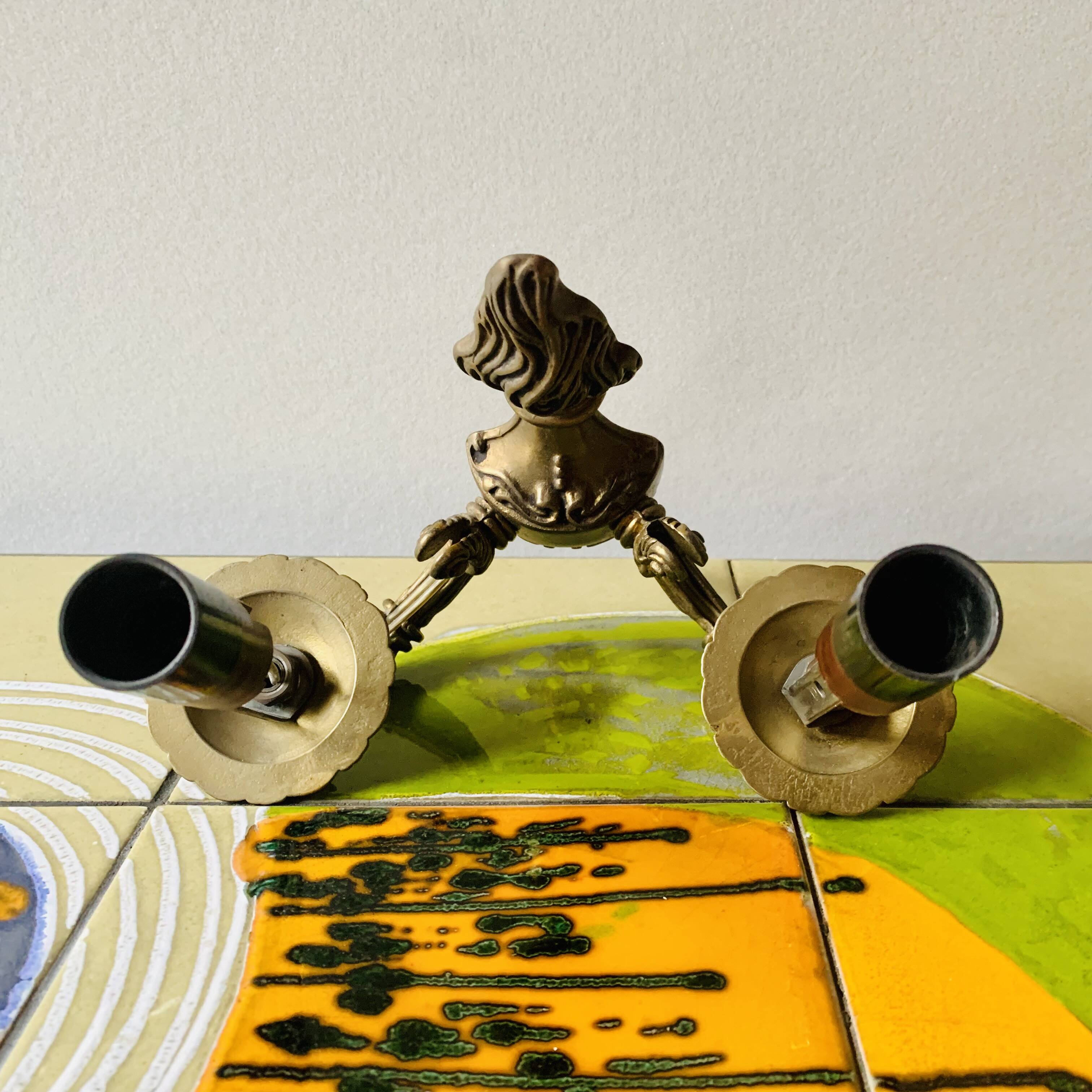 Pair of vintage brass wall sconces