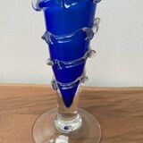 Murano cobalt blue vase with ruffled edge