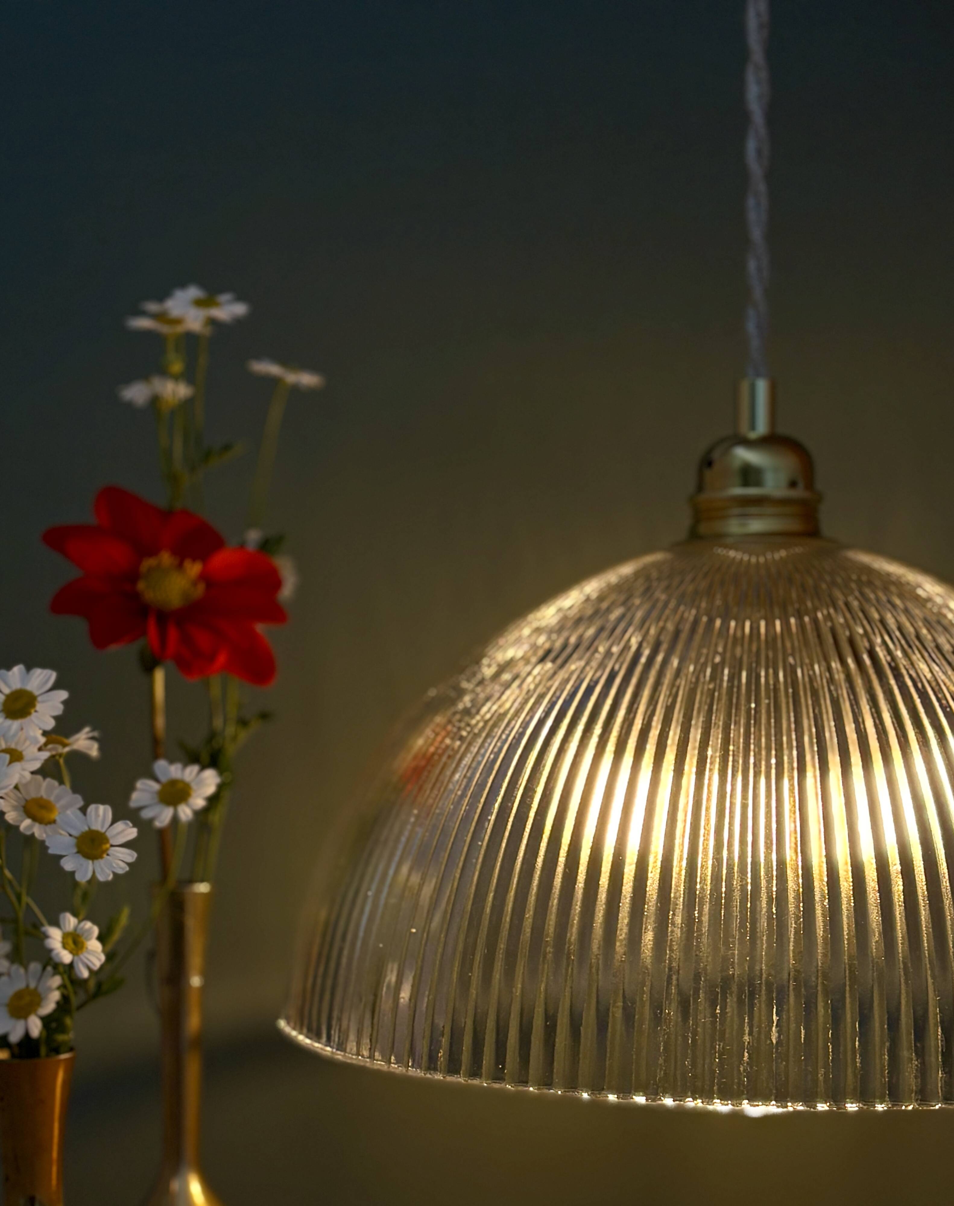 Striped glass pendant light