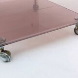 Michel Dumas smoked plexiglass rolling trolley for Roche Bobois 1970