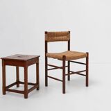 Vintage square wooden stool with handle, Belgium ca. 1920