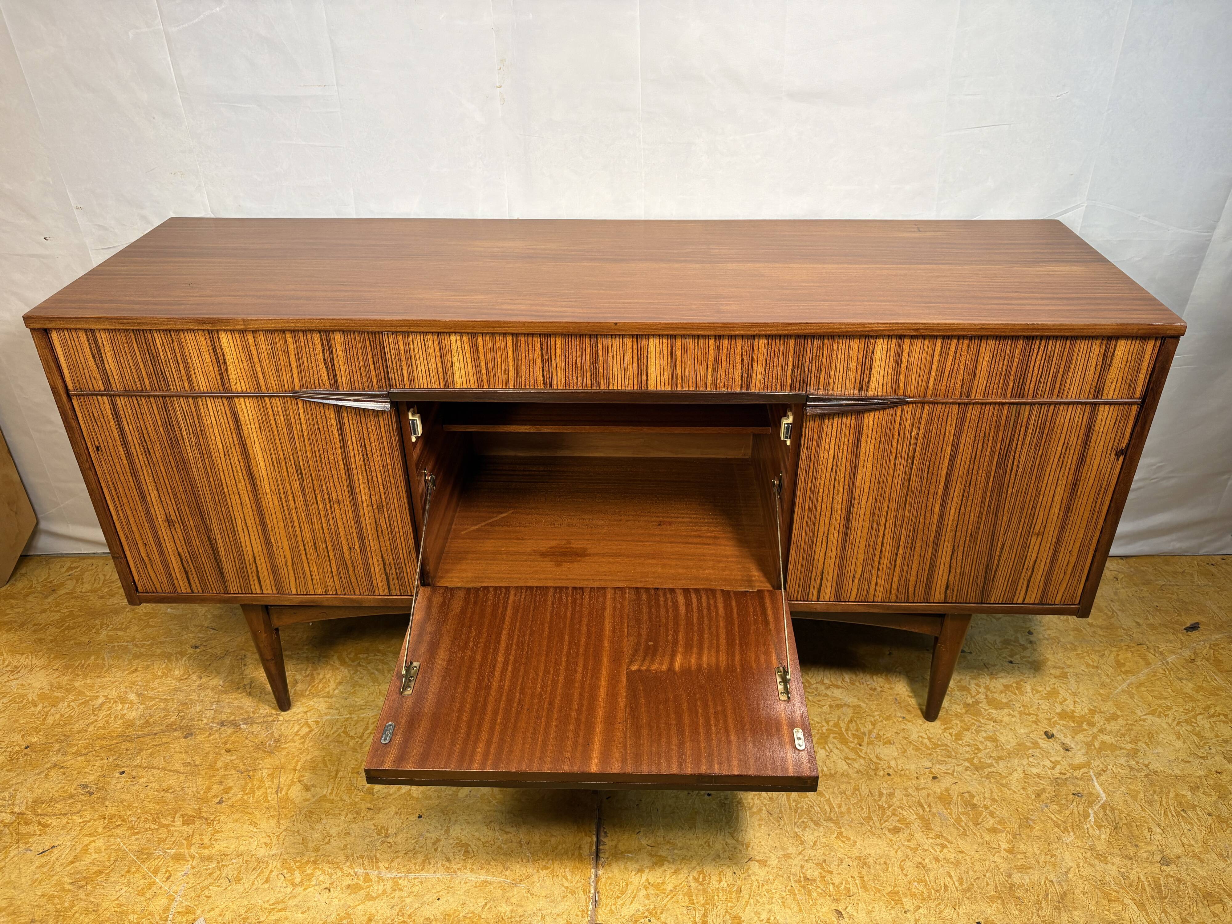 Mid-Century Retro Vintage Teak & Zebrano Wood Sideboard by Elliots of Newbu