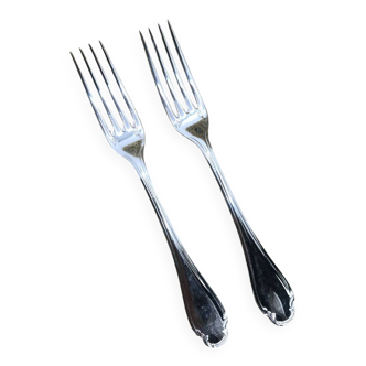 Pair of Christofle silver-plated forks, Pompadour model