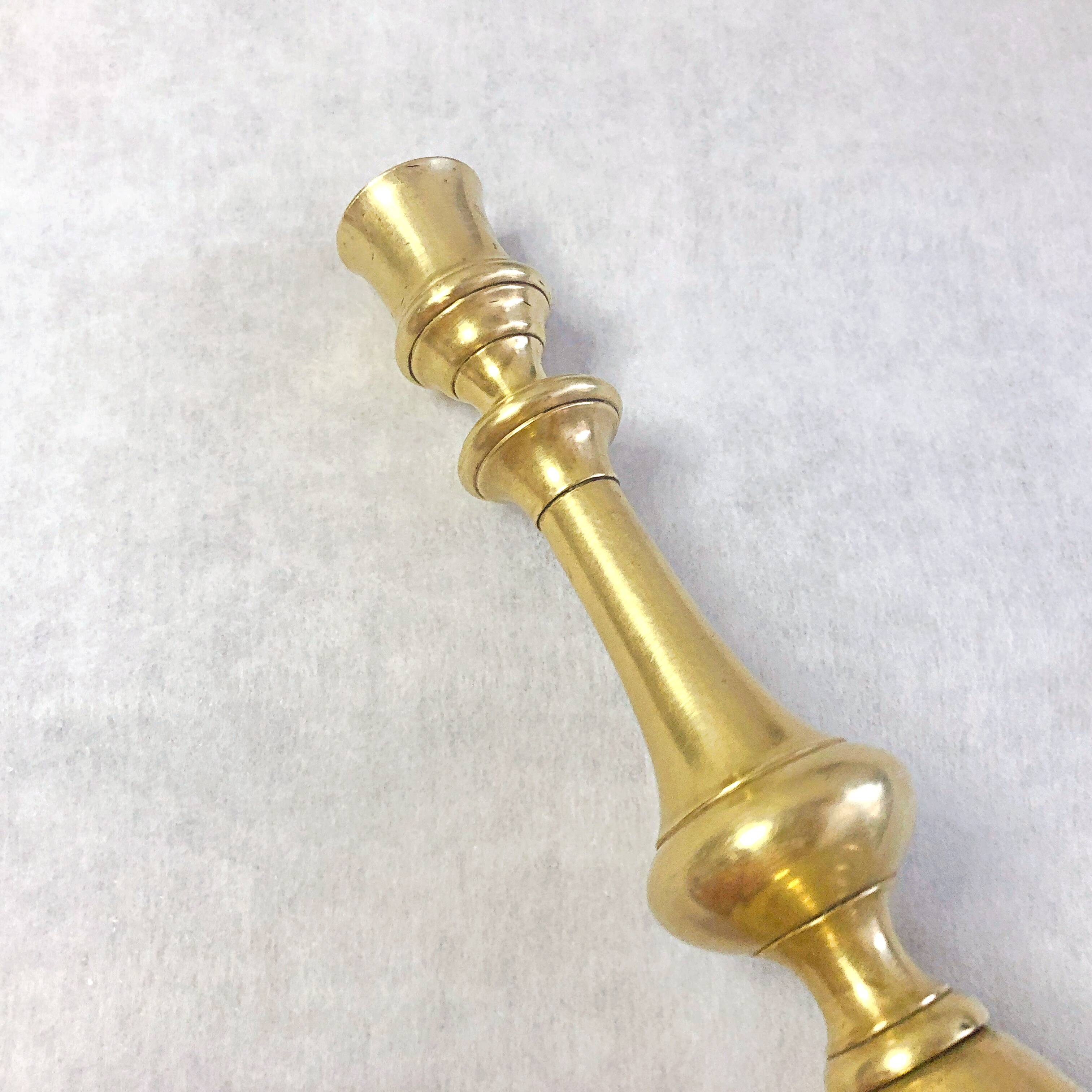 19th century gilded copper torch candle holder